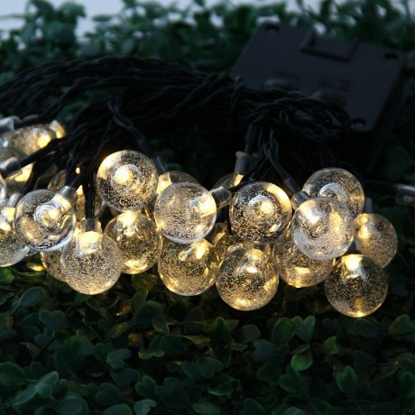 CHRISTMAS TREE DECORS 6M 30 LED SOLAR STRING LIGHT BUBBLE SHAPE LAMP XMAS TREE ORNAMENT (W
