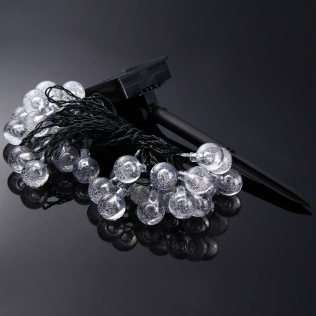 CHRISTMAS TREE DECORS 6M 30 LED SOLAR STRING LIGHT BUBBLE SHAPE LAMP XMAS TREE ORNAMENT (W