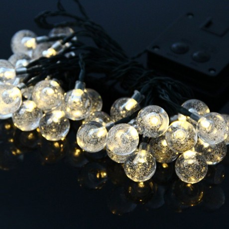 CHRISTMAS TREE DECORS 6M 30 LED SOLAR STRING LIGHT BUBBLE SHAPE LAMP XMAS TREE ORNAMENT (W