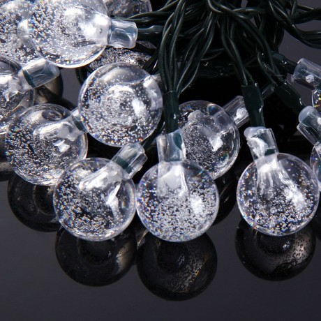 CHRISTMAS TREE DECORS 6M 30 LED SOLAR STRING LIGHT BUBBLE SHAPE LAMP XMAS TREE ORNAMENT (W