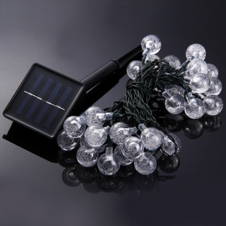 CHRISTMAS TREE DECORS 6M 30 LED SOLAR STRING LIGHT BUBBLE SHAPE LAMP XMAS TREE ORNAMENT (W