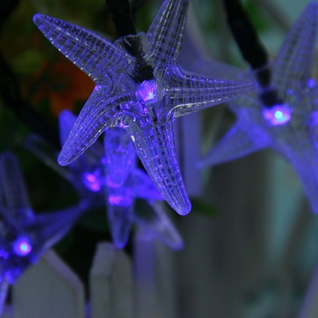 HX 30 STARFISH SHAPE SOLAR LED DECORATIVE LAMPS STRING LIGHT FOR CHRISTMAS FESTIVAL (BLUE)