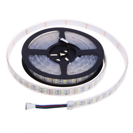 5M DOUBLE ROW 5050 SMD 600 RGB WHITE STRIP LIGHT WATERPROOF LED FLEXIBLE LAMP (BLACK, 24V 