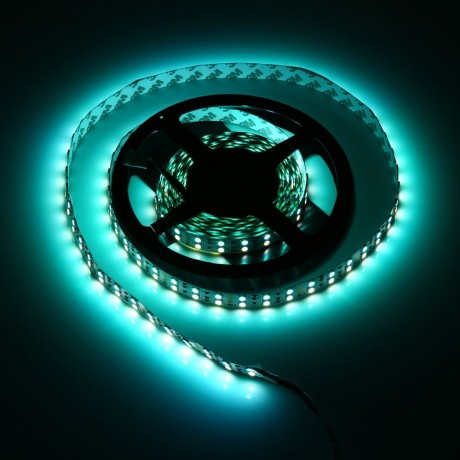 5M DOUBLE ROW 5050 SMD 600 RGB WHITE STRIP LIGHT WATERPROOF LED FLEXIBLE LAMP (BLACK, 24V 