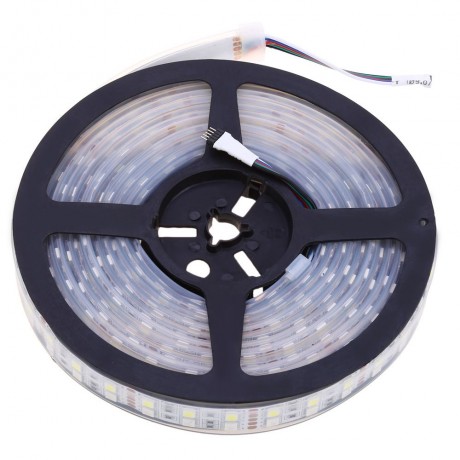 5M DOUBLE ROW 5050 SMD 600 RGB WHITE STRIP LIGHT WATERPROOF LED FLEXIBLE LAMP (BLACK, 24V 