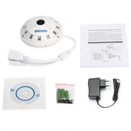 ESCAM QP130 1.3MP P2P H.264 360 DEGREES PANORAMIC FISH EYE HD IP CAMERA SUPPORT 128GB TF C