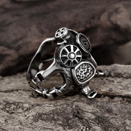 R182 316L STAINLESS STEEL NEW DESIGN FINGER RING FOR MAN (SILVER GRAY, SIZE 8/9/10/11)