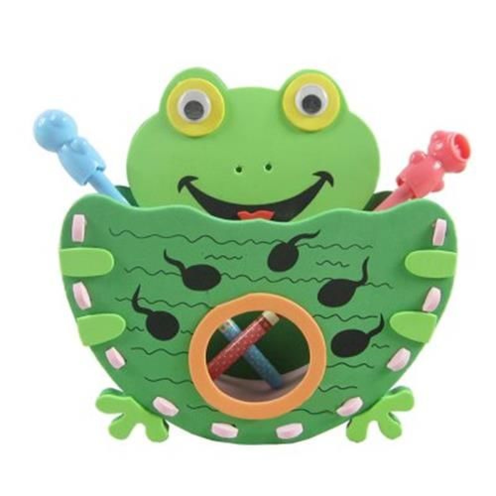 KID STEREOSCOPIC STICKER PEN CONTAINER  HANDMADE STICKUP EDUCATIONAL TOY (GREEN)