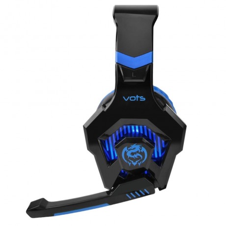 ANTI-NOISE COLORFUL LIGHT STEREO 3PCS 3.5MM USB PLUG GAMING HEADPHONES HEADSET (BLUE)