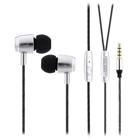 A8 IN-EAR SPORTS HEADSET VOICE CONTROL HEADPHONE EARPHONE STEREO MUSIC (SILVER GRAY)
