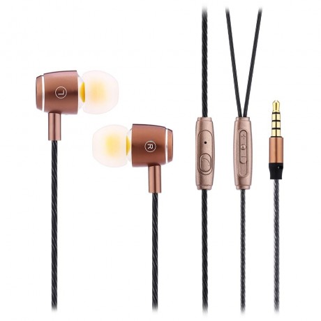 A8 IN-EAR SPORTS HEADSET VOICE CONTROL HEADPHONE EARPHONE STEREO MUSIC (COPPER COLOR)