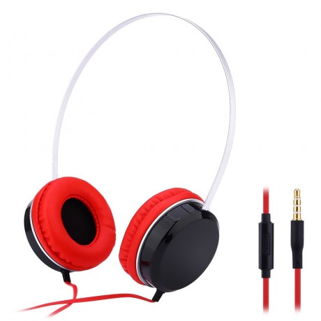 A50 MUSIC HEADPHONE EARPHONE STEREO MUSIC 3.5MM AUX LIGHT WEIGHT (RED)