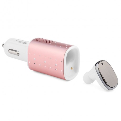 Q18 BLUETOOTH V4.1 WIRELESS BUSINESS SPORT EARPHONES HEADPHONES WITH CAR CHARGER (PINK)