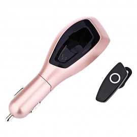 BT001 CAR CHARGER BUSINESS BLUETOOTH V4.1 EARPHONES HEADPHONES WITH AIR CLEANER (ROSE GOLD