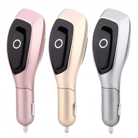BT001 CAR CHARGER BUSINESS BLUETOOTH V4.1 EARPHONES HEADPHONES WITH AIR CLEANER (ROSE GOLD