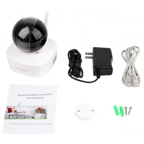 VESKYS 960P PAN TILT 1.3MP WIFI NETWORK IP CAMERA 90 DEGREE FOV NIGHT VISION IR-CUT (WHITE