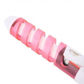 TRAVEL USEFUL SALON SPIRAL CERAMIC CURLING IRON HAIR CURLER (PINK)