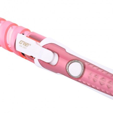 TRAVEL USEFUL SALON SPIRAL CERAMIC CURLING IRON HAIR CURLER (PINK)