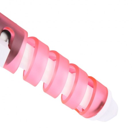 TRAVEL USEFUL SALON SPIRAL CERAMIC CURLING IRON HAIR CURLER (PINK)