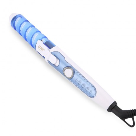 TRAVEL USEFUL SALON SPIRAL CERAMIC CURLING IRON HAIR CURLER (BLUE)
