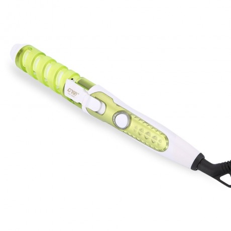 TRAVEL USEFUL SALON SPIRAL CERAMIC CURLING IRON HAIR CURLER (GREEN)