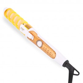 TRAVEL USEFUL SALON SPIRAL CERAMIC CURLING IRON HAIR CURLER (YELLOW)