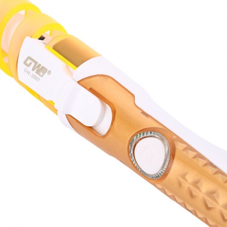 TRAVEL USEFUL SALON SPIRAL CERAMIC CURLING IRON HAIR CURLER (YELLOW)