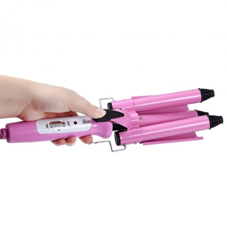 MAGIC HAIR CURLING CERAMIC IRON 3 BARREL CLAMP WAVE CURLER