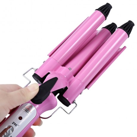 MAGIC HAIR CURLING CERAMIC IRON 3 BARREL CLAMP WAVE CURLER