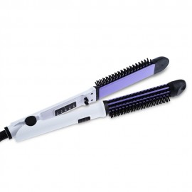 ELECTRIC CERAMIC BRUSH HAIR STRAIGHTENER COMBINE MULTI-FUNCTIONAL STYLING TOOLS (WHITE, EU