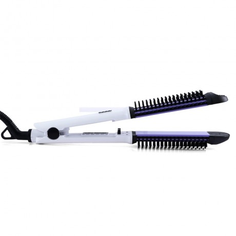ELECTRIC CERAMIC BRUSH HAIR STRAIGHTENER COMBINE MULTI-FUNCTIONAL STYLING TOOLS (WHITE, EU