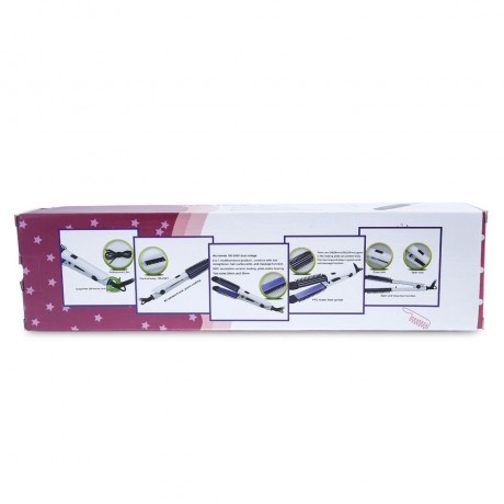 ELECTRIC CERAMIC BRUSH HAIR STRAIGHTENER COMBINE MULTI-FUNCTIONAL STYLING TOOLS (WHITE, EU