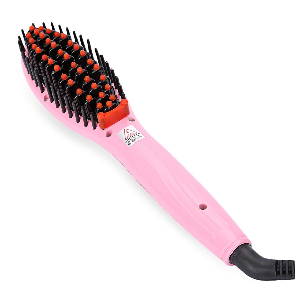 LCD DISPLAY ELECTRIC HEATING HAIR STRAIGHTENER COMB BRUSH (PINK, EU PLUG)