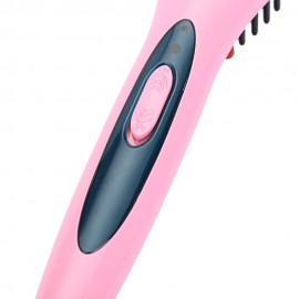 LCD DISPLAY ELECTRIC HEATING HAIR STRAIGHTENER COMB BRUSH (PINK, EU PLUG)
