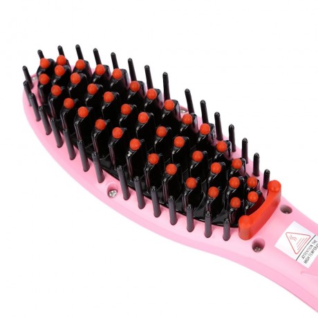 LCD DISPLAY ELECTRIC HEATING HAIR STRAIGHTENER COMB BRUSH (PINK, EU PLUG)