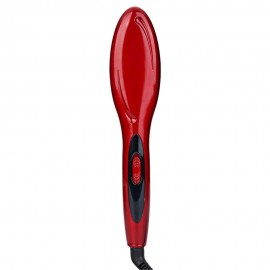 LCD DISPLAY ELECTRIC HEATING HAIR STRAIGHTENER COMB BRUSH (RED, EU PLUG)