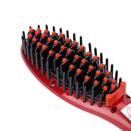 LCD DISPLAY ELECTRIC HEATING HAIR STRAIGHTENER COMB BRUSH (RED, EU PLUG)
