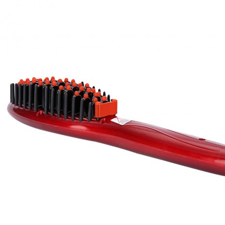 LCD DISPLAY ELECTRIC HEATING HAIR STRAIGHTENER COMB BRUSH (RED, US PLUG)