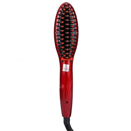 LCD DISPLAY ELECTRIC HEATING HAIR STRAIGHTENER COMB BRUSH (RED, US PLUG)