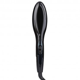 LCD DISPLAY ELECTRIC HEATING HAIR STRAIGHTENER COMB BRUSH (BLACK, EU PLUG)