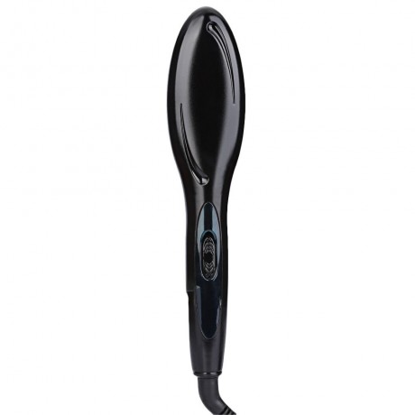LCD DISPLAY ELECTRIC HEATING HAIR STRAIGHTENER COMB BRUSH (BLACK, EU PLUG)