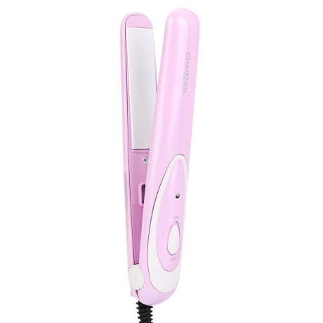 MINI CUTE HAIR STRAIGHTENER CRIMPER CURLER LADIES ENAMELED PERM SPLINT (PINK)