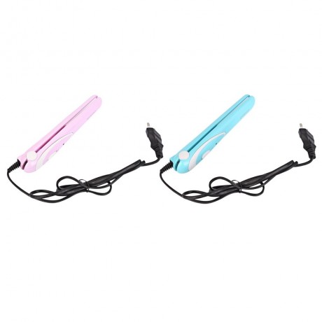 MINI CUTE HAIR STRAIGHTENER CRIMPER CURLER LADIES ENAMELED PERM SPLINT (PINK)