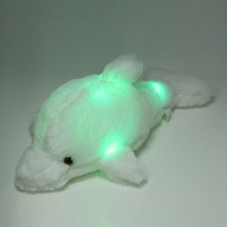 STUFFED CUTE FLASHING DOLPHIN PLUSH DOLL TOY BIRTHDAY CHRISTMAS GIFT FOR BABY (WHITE)