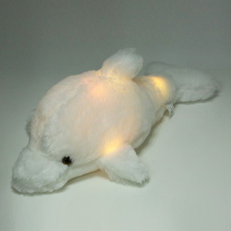 STUFFED CUTE FLASHING DOLPHIN PLUSH DOLL TOY BIRTHDAY CHRISTMAS GIFT FOR BABY (WHITE)