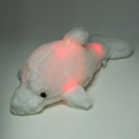 STUFFED CUTE FLASHING DOLPHIN PLUSH DOLL TOY BIRTHDAY CHRISTMAS GIFT FOR BABY (WHITE)