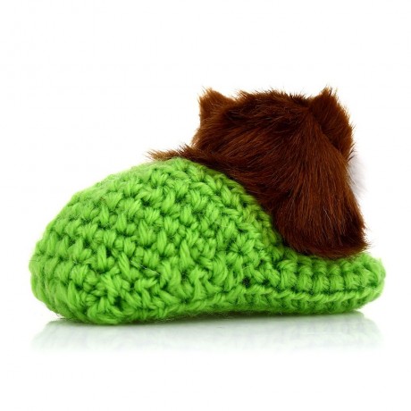 LOVELY SIMULATION SOUNDING CROUCHING CAT PLUSH TOY WITH SLIPPER NEST BIRTHDAY CHRISTMAS GI