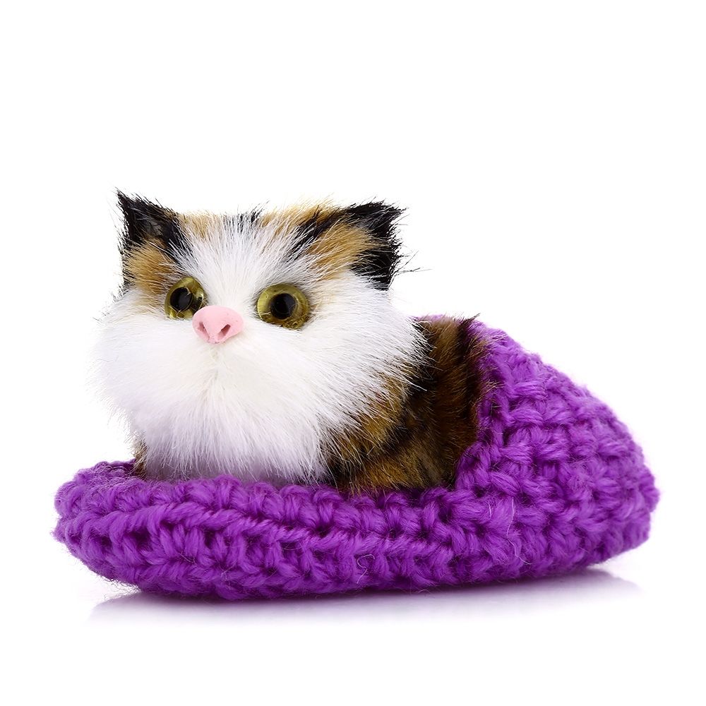 LOVELY SIMULATION SOUNDING CROUCHING CAT PLUSH TOY WITH SLIPPER NEST BIRTHDAY CHRISTMAS GI LOVELY SIMULATION SOUNDING CROUCHING CAT PLUSH TOY WITH SLIPPER NEST BIRTHDAY CHRISTMAS GI