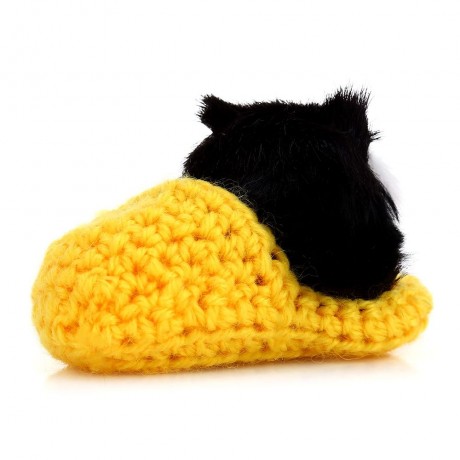 LOVELY SIMULATION SOUNDING CROUCHING CAT PLUSH TOY WITH SLIPPER NEST BIRTHDAY CHRISTMAS GI