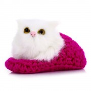 LOVELY SIMULATION SOUNDING CROUCHING CAT PLUSH TOY WITH SLIPPER NEST BIRTHDAY CHRISTMAS GI